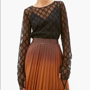 Gucci Logo Embroidered Sheer Long Sleeve